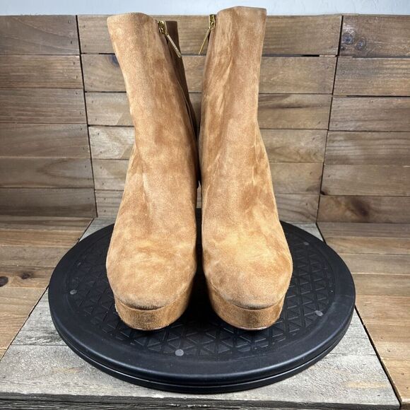 VERONICA BEARD Womens Sz 7.5 Brown Platform Padded Dali Stiletto Zip-Up Suede - Picture 2 of 10